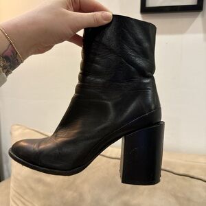 Dear Frances Black Leather Ankle Boots